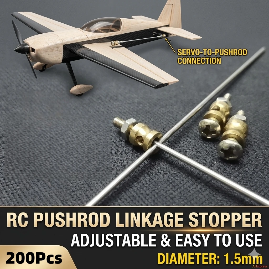 200Pcs/Lot RC Airplane Pushrod Linkage Stopper Servo Connectors 1.5mm Adjustable Metal Quick Regulators for RC Fixed-Wing Aircra
