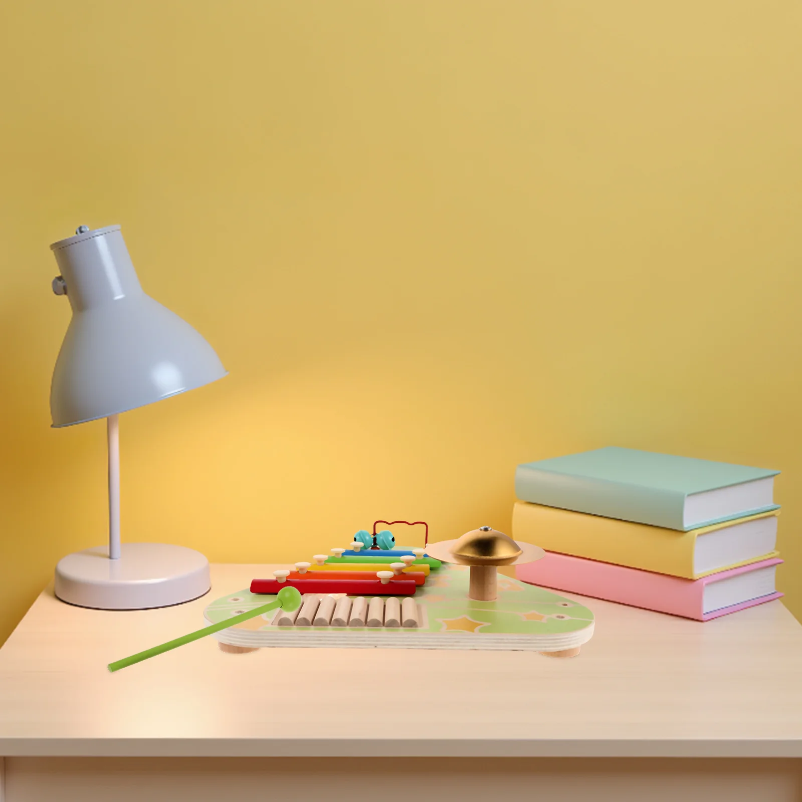 1 ensemble d'instruments de musique Montessori 4 en 1, Xylophone en bois, Piano, cymbale à Percussion, planche d'activité musicale Portable pour tout-petits