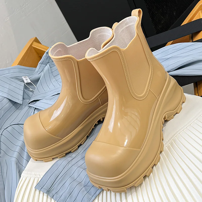 Botas de lluvia para Mujer, Botas de lluvia antideslizantes de suela gruesa para exteriores, chanclos de PVC, zapatos de jardín impermeables para Mujer, Botas Agua Mujer Lluvia