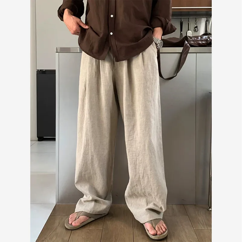 

Summer Casual Pants Men Oversized Fashion Black Linen Pants Men Streetwear Korean Loose Wide Leg Pants Mens Vintage Trousers