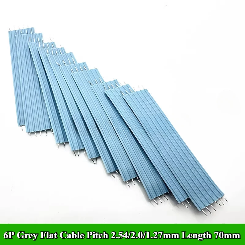 10/30/50/100Pcs/lot 6P 8P 10P 12P Pin 2.54mm 2.0mm 1.27mm Pitch FPC FFC Grey Flat Cable UL2651 Connector Wire Solder Length 70mm