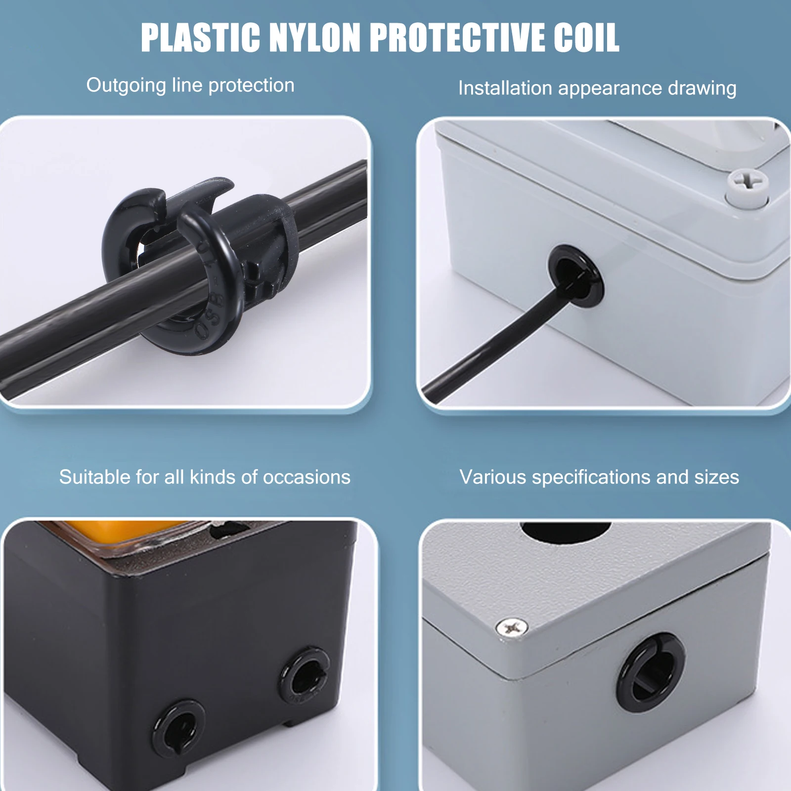 

100pcs Cable Grommet Protector Nylon Black Snap-In Bushing For Insulation Vibration Absorption Wear Resistant Corrosion Proof