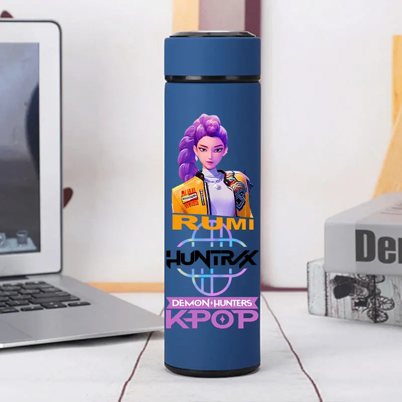 K-Pop Demon Hunters 500ML botella de agua de acero inoxidable mate estudiante dibujos animados Saja niños taza aislada al vacío regalos de cumpleaños