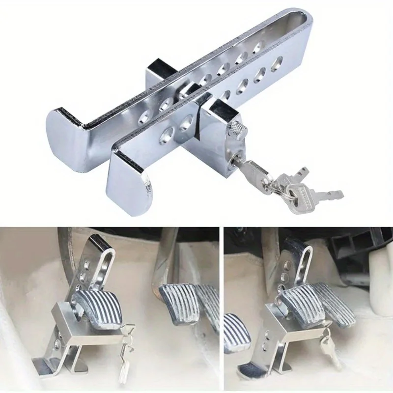 1Pc Car Clutch Lock Universal Auto Steering Wheel Brake Pedal Lock Throttle Security Steel Stainless Anti Theft Tool Pedal Lock