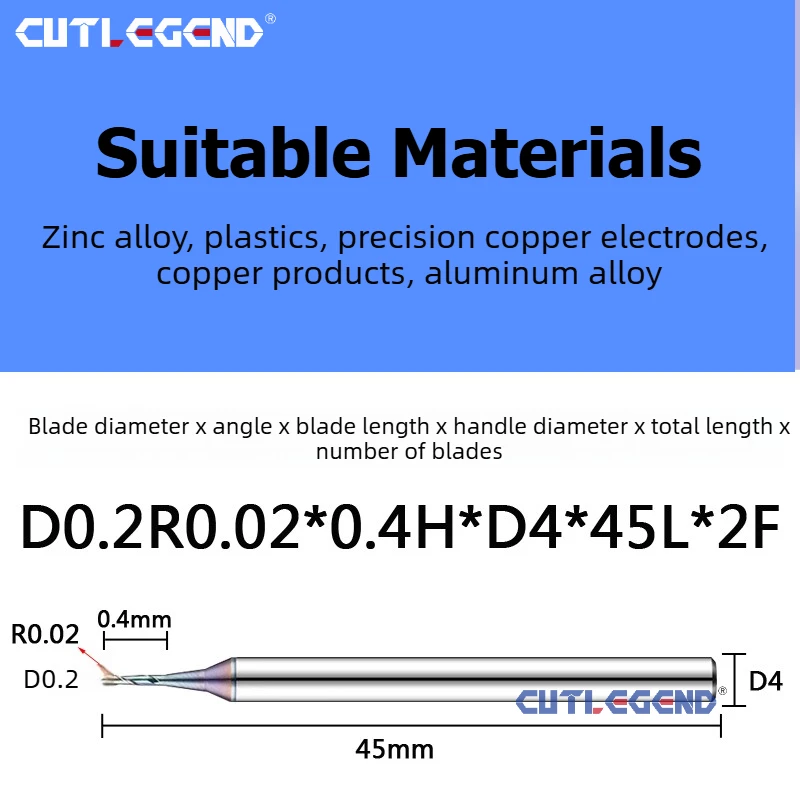 Vollhartmetall-Eckenrundungsschaftfräser 2mm-20mm mit langem Hals für Kupferelektroden/Aluminium Durchmesser 0,2mm-4mm R0,02/R0,05/R0,1/R0,2/R0,5 – Detail 3