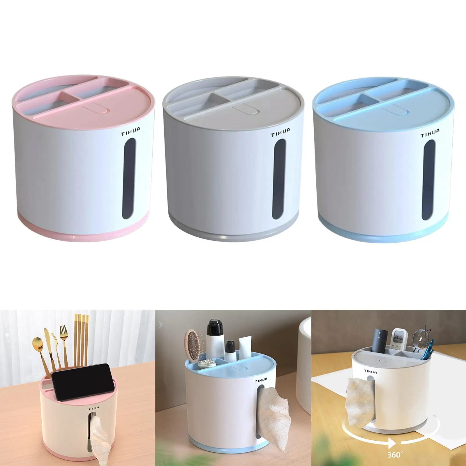 Multifunction Tissue Box Remote Control Organizer for Restaurants Office