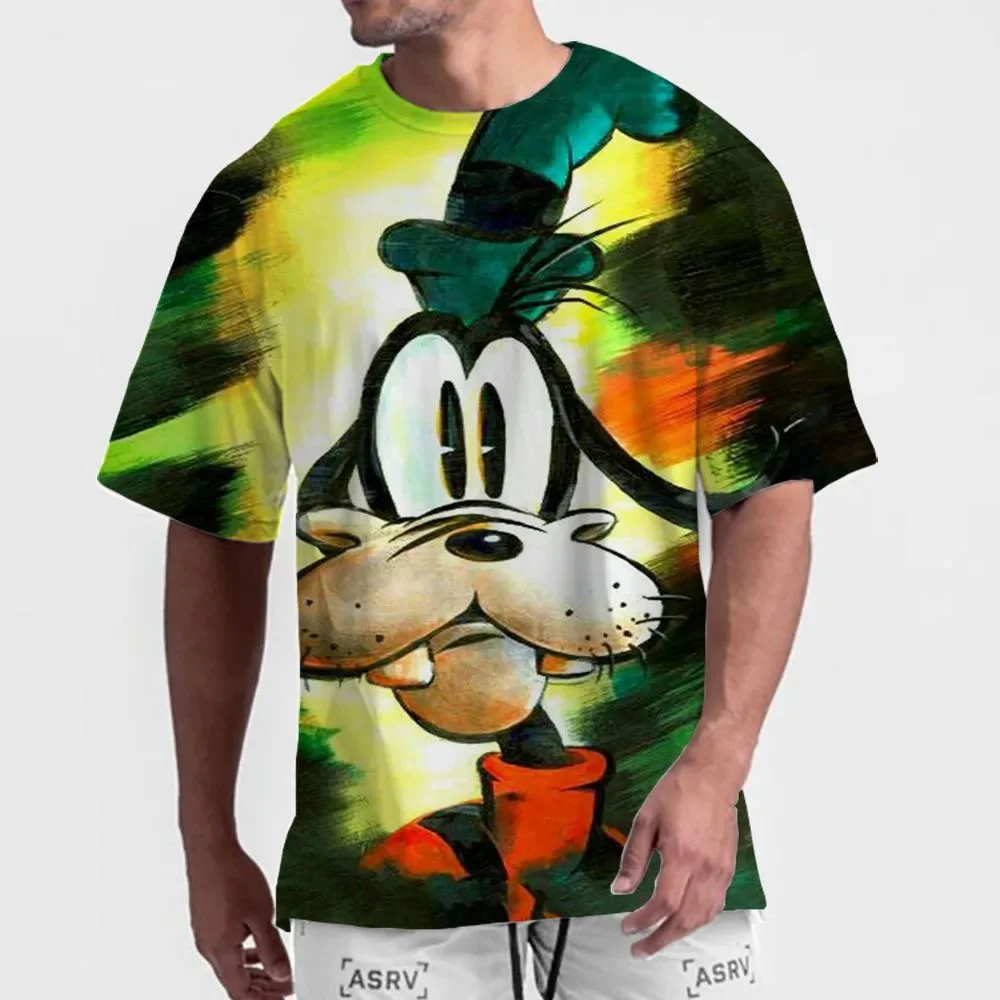 Disney Funny Goofy Printed T-Shirt Men Sumemr Fashion Tops Tees Male Cartoon Short Sleeve Clothing Casual Stylish Streetwear