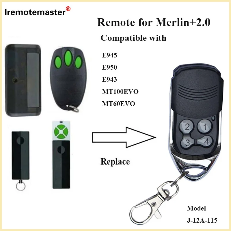 For MERLIN E943 E945M E950 Garage Door Remote Control Clone Garage Gate Opener MERLIN+2.0 Gate Garage Door 433MHz