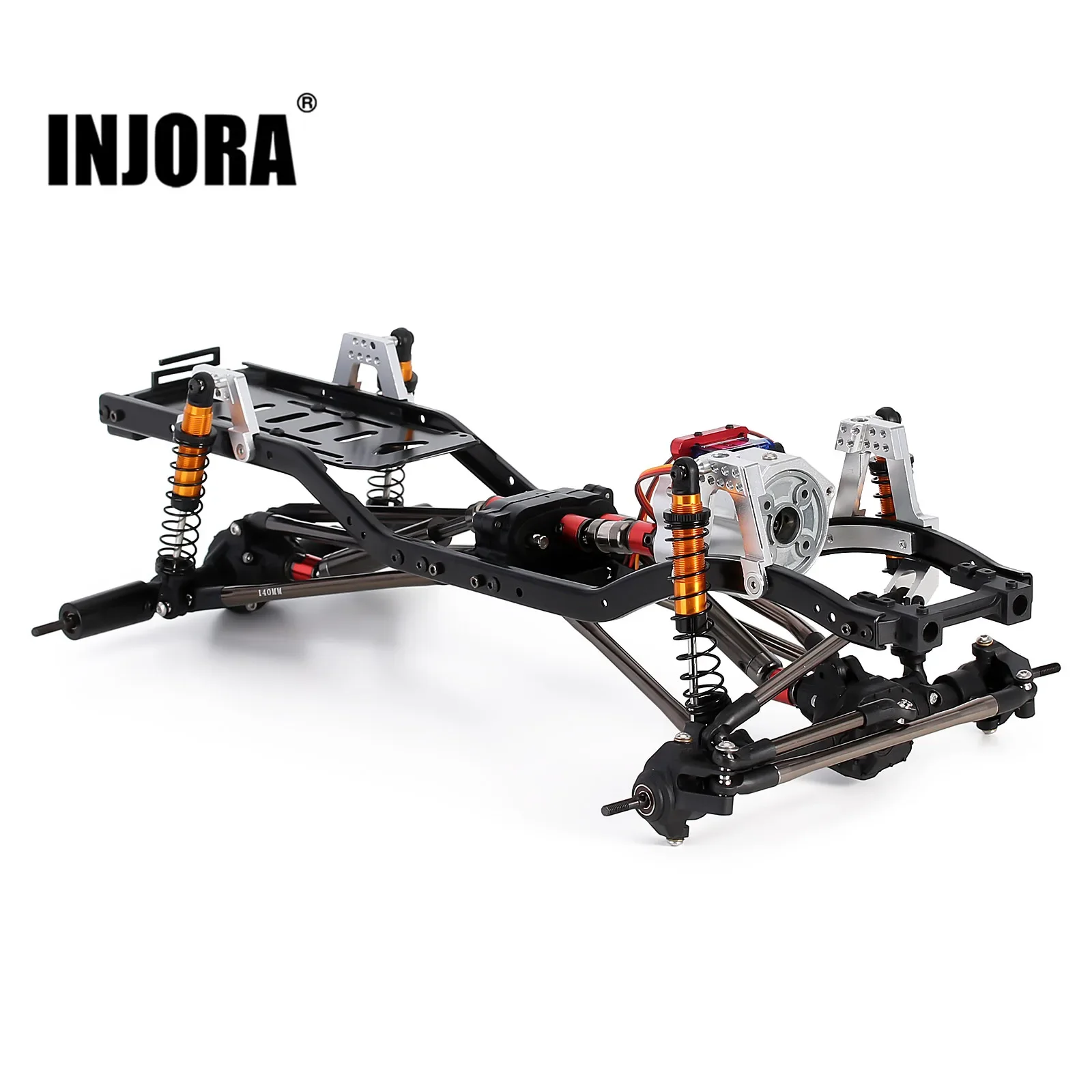 INJORA 313mm Wheelbase Metal Chassis Frame with Prefixal Single / 2-Speed Transmission for 1/10 RC Crawler Car Axial SCX10 90046