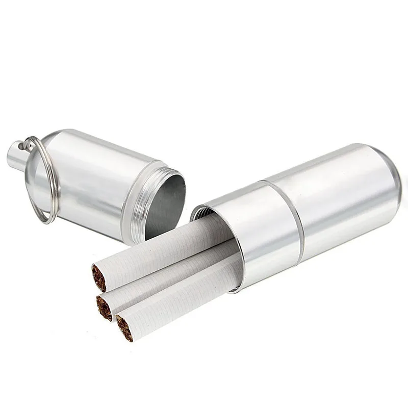 Aluminium Sigarettenhouder Capsule Case Waterdichte Pil Tandenstoker Houder Sleutelhanger