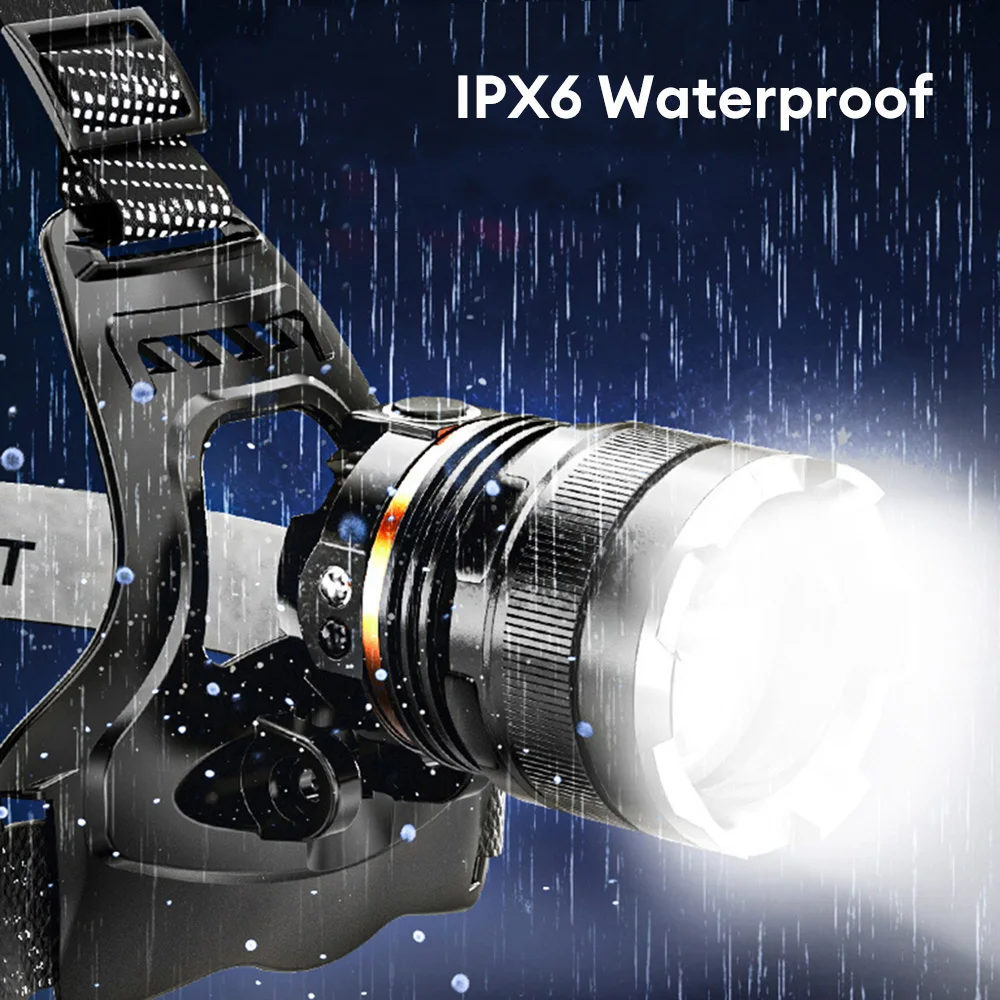 High Power Headlamp XHP50 LED Headlight 4 Modes Adjustable 90° Rechargeable Sensor Headlamp For Outdoor Fishing Camping Running