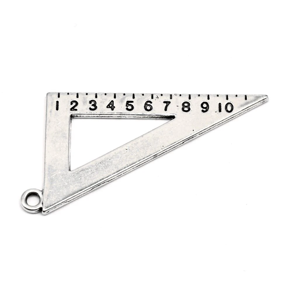 2pcs 24x56mm Triangular Ruler Pendants Pendants For Jewelry Cute Vintage Jewelry Antique Silver Color