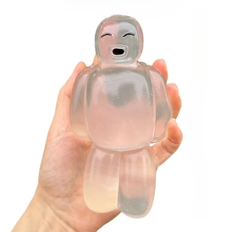 Morbido e trasparente gelatina robot squishy rimbalzo lento sensazione d'acqua giocattolo del fumetto, regalo carino antistress per adulti bambini rilassamento