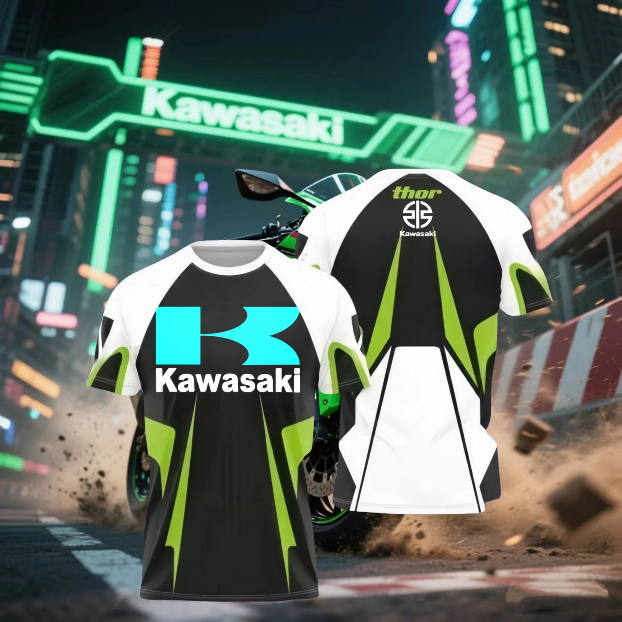 

2025 Kawasaki Motorcycle men clothes 3D Printed Kawasaki T Shirt Summer Hot Selling Quick Drying Breathable men Thin T-shirt