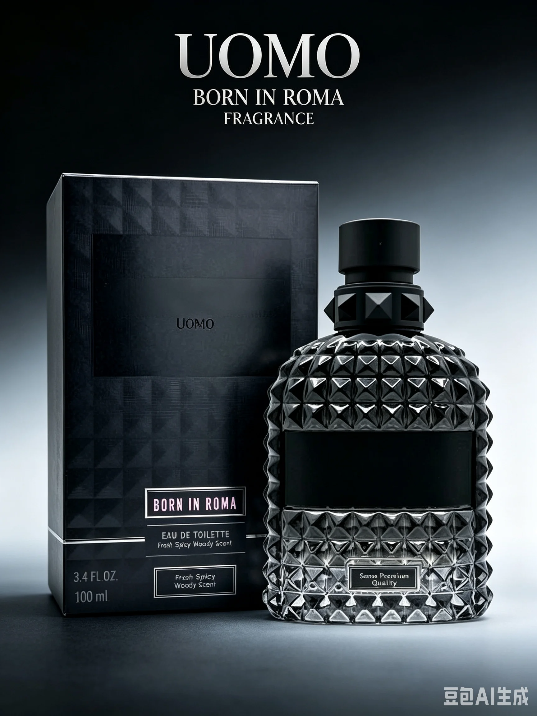 VAL.ENTINO Uomo Born in Roma EDT 3.4 Fl Oz 100ml, Colonia Masculina Fresca, Amaderada, Aromática y Especiada con Bergamota, Salvia, Cedro, Cuero y Almizcle, Aroma Versátil y Duradero para Uso Diario, Oficina, Citas Nocturnas, Todas las Estaciones, Regalo de Lujo para Él, Misma Calidad Original