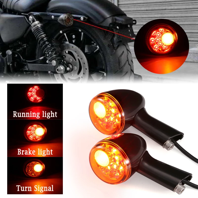 

2Pcs Motorcycle LED Turn Signal Light for Harley SportsterXL883 XL1200 1992-up LED Running Indicator Brake Lamp Front / Rear