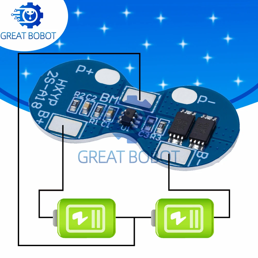 BS 2S Li-ion 18650 Lithium Battery Charger Protection Board 7.4V Overcurrent Overcharge Overdischarge Protection 4A 2 Series BMS