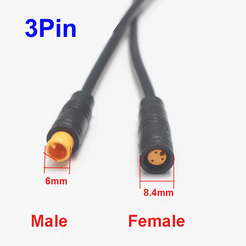 1Pcs M6 Y Splitter Ebike Cable 1 Male to 2 Female 2 3 4 5 6 Pin Electric Bicycle Plug for Scooter Brake Signal Sensor 40cm