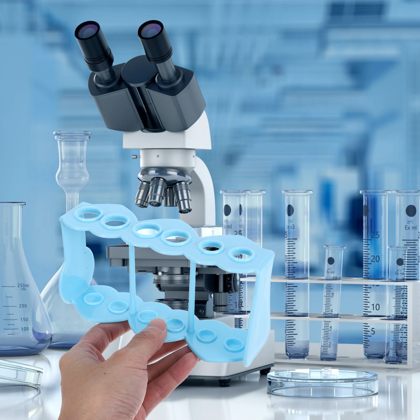 

Plastic Test Tube Rack Fixed Holders Sample Clear Tubes Slots Containers Lab Stand