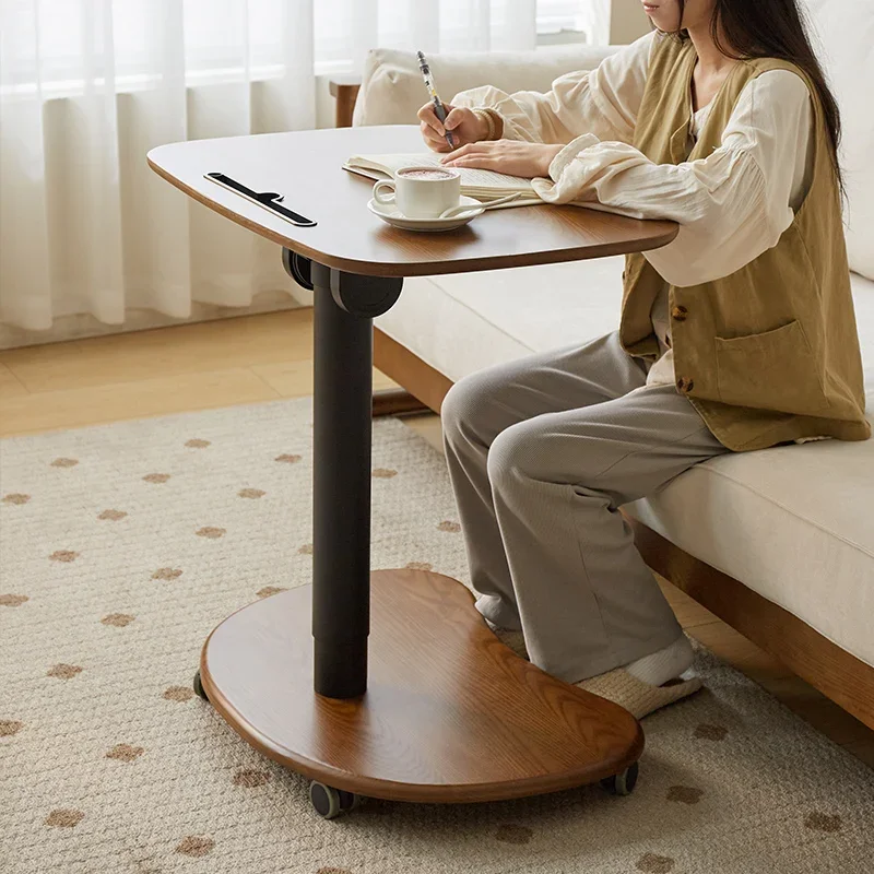 Solid Wood Lifting Desk Mobile Learning Modern and Minimalist Small Size Adjustable Computer Desk Computer 높이조절 테이블 탁자 미니테이블