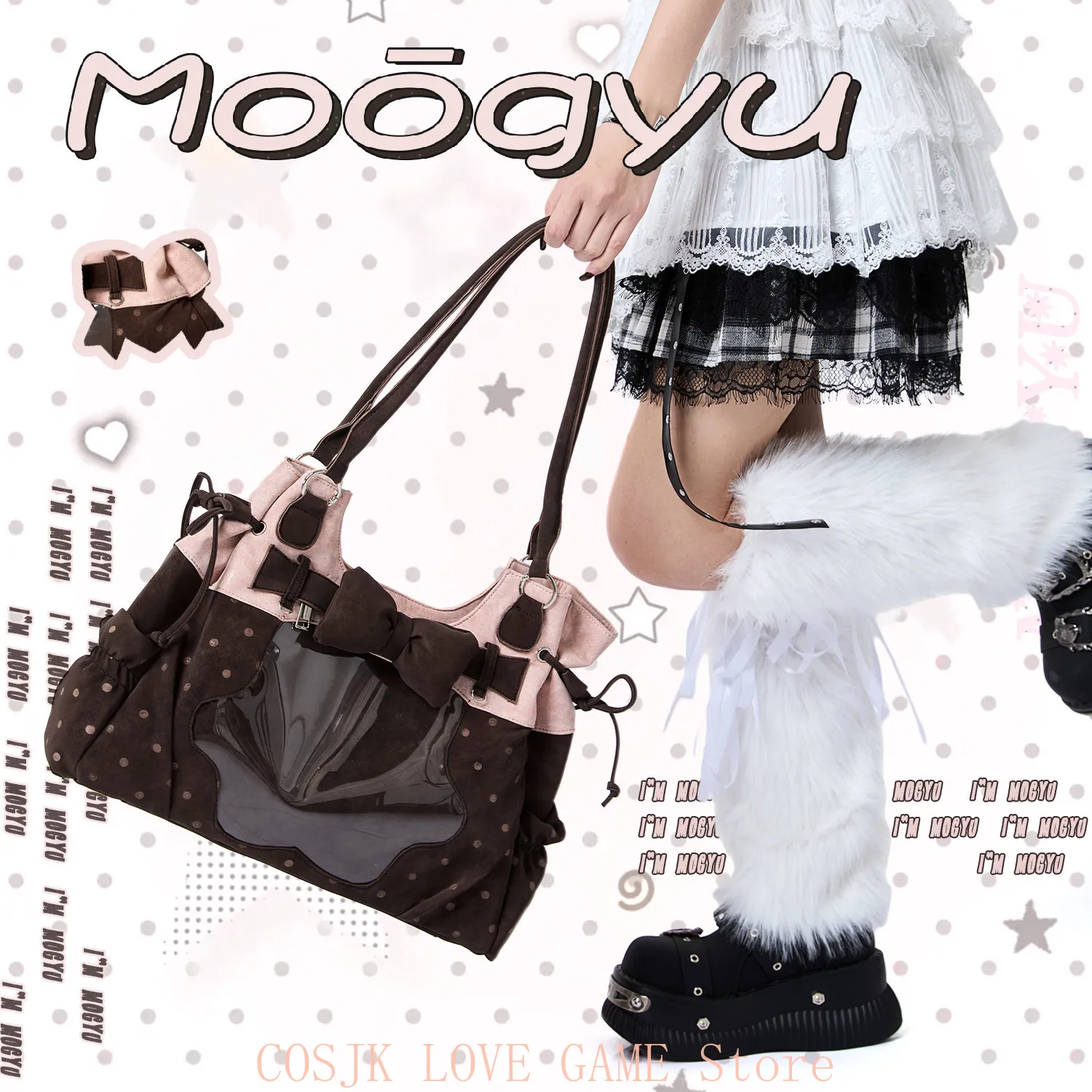 

Japanese Original Polka Dot Large-capacity Tote Shoulder Bag Women's Daily Commuting Casual Sweet Girl Lolita Itabag Handbag