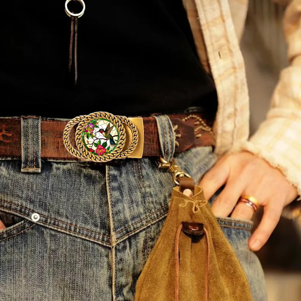 Ceinture à boucle automatique personnalisée colibri, accessoire de mode, cadeau pour amis