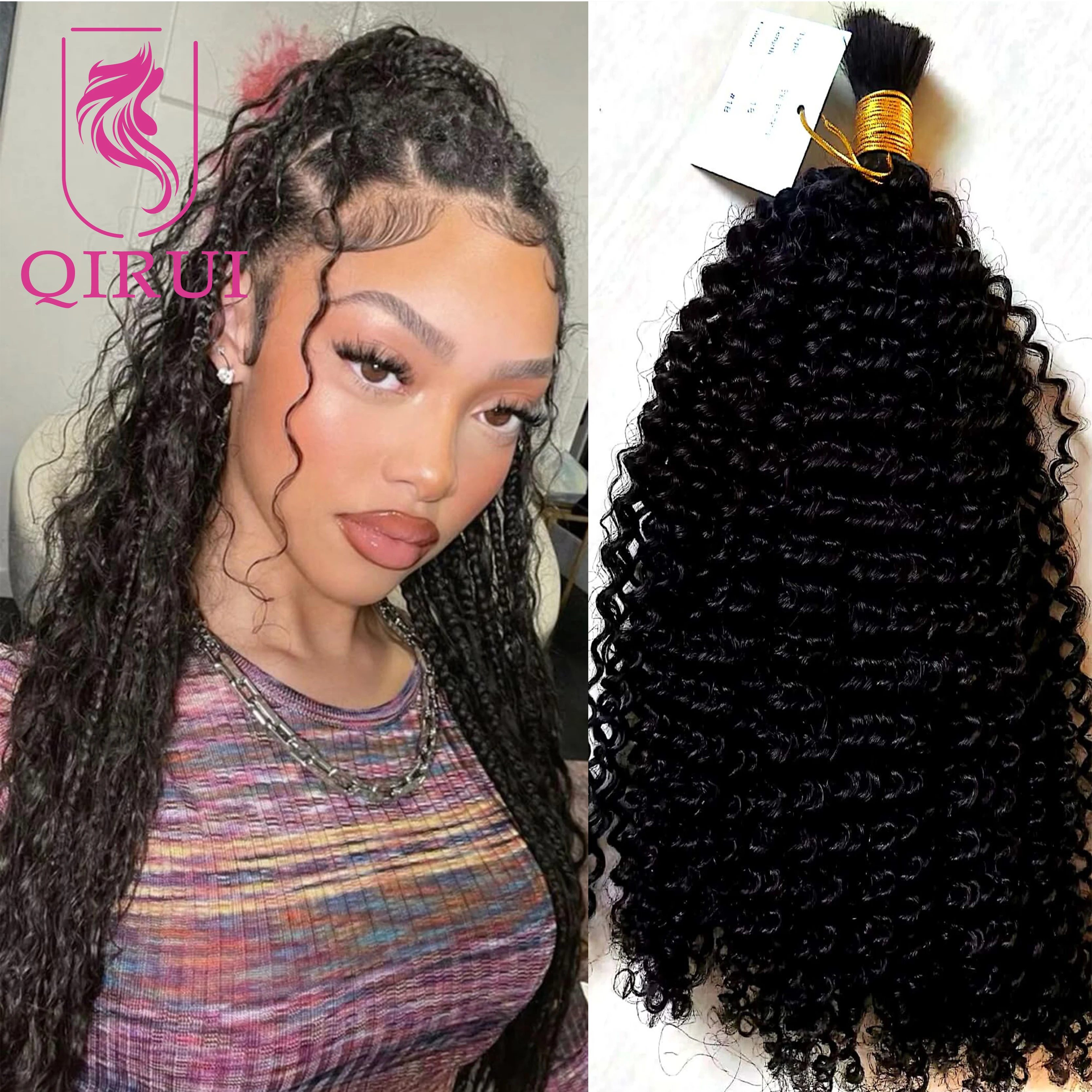 

Bulk Human Hair For Braiding Kinky Curly Burmese Remy Double Drawn Knotless Hair Extensions Crochet Boho Box Braids Hair No Weft