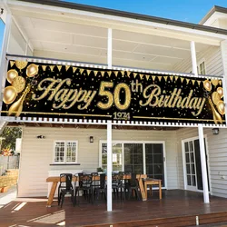 Happy 30th 40th 50th Birthday Banners Black Gold Birthday Party Decorations Adults 30 40 50 Years Old Birthday Party Supplies