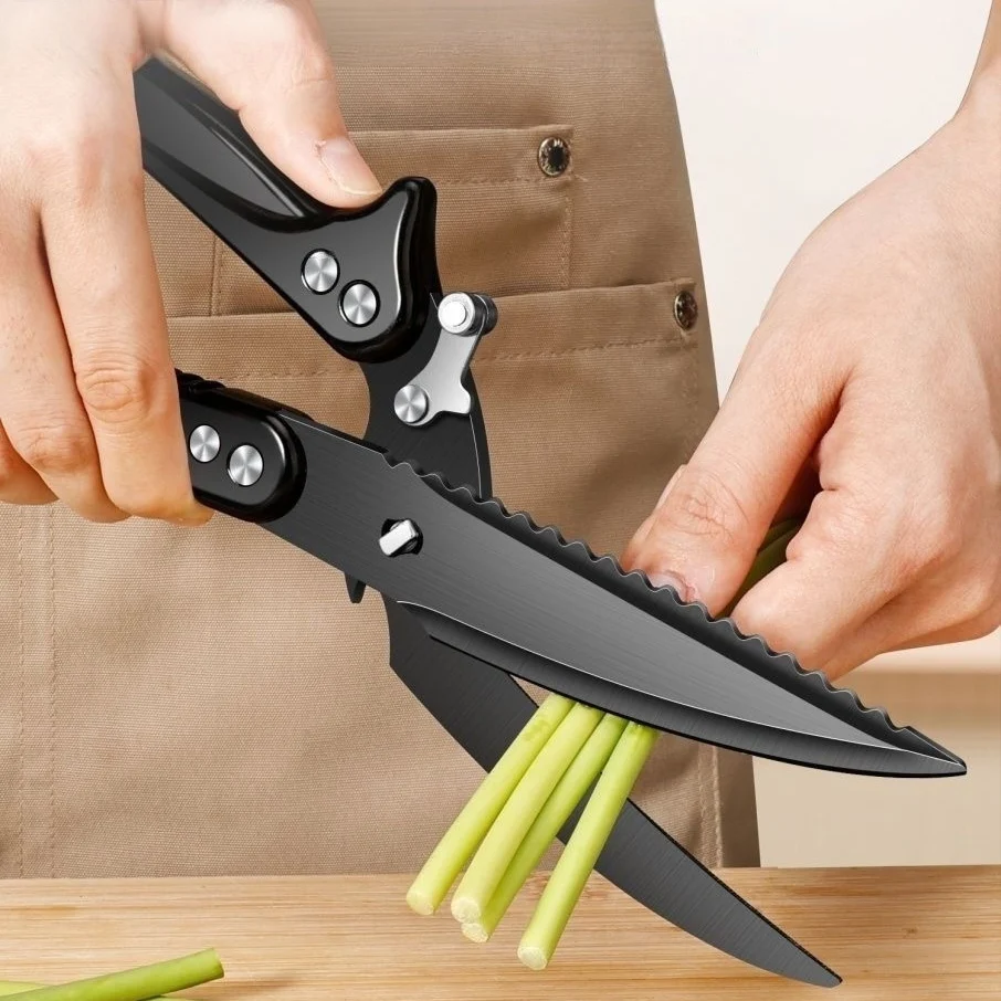 Large Size Multi-Functional Kitchen Scissors High Hardness Sharp Stainless Steel Fish Killing Chicken Bone Cutting Special Use