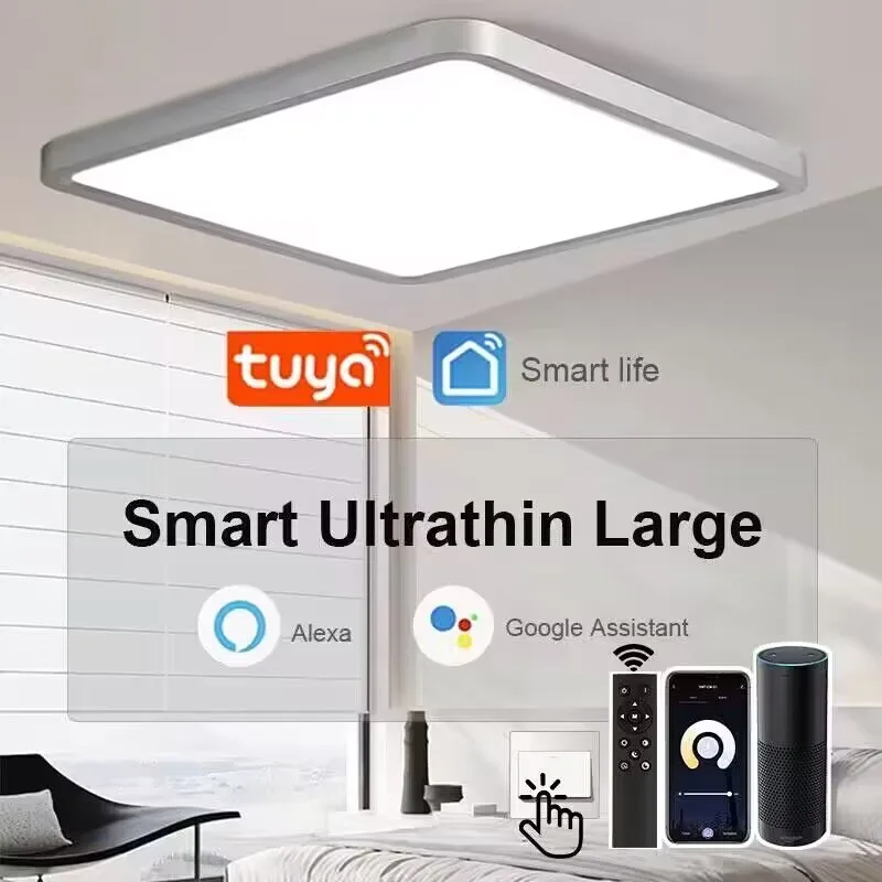 LED مصباح السقف فضي Tuya الذكية App التحكم الصوتي اليكسا/جوجل التحكم عن بعد مربع أضواء السقف لغرفة المعيشة غرفة نوم