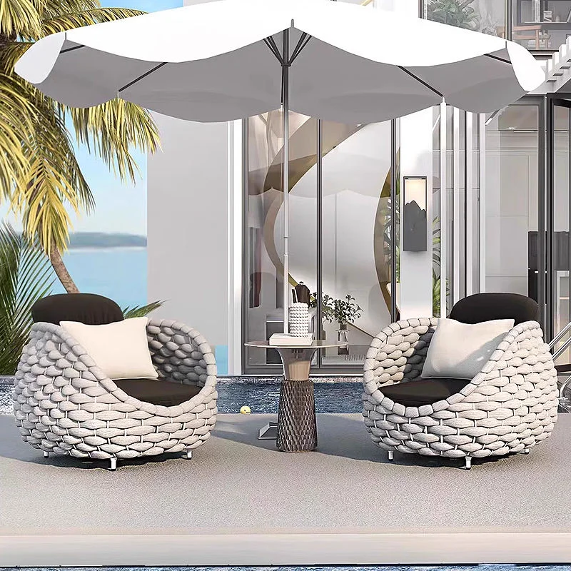 Garden Furniture Durable Rattan Sofa Set Outdoor Patio Pastoral Design Hotel Lounge Chairs Warehouse Use Aluminum Panel