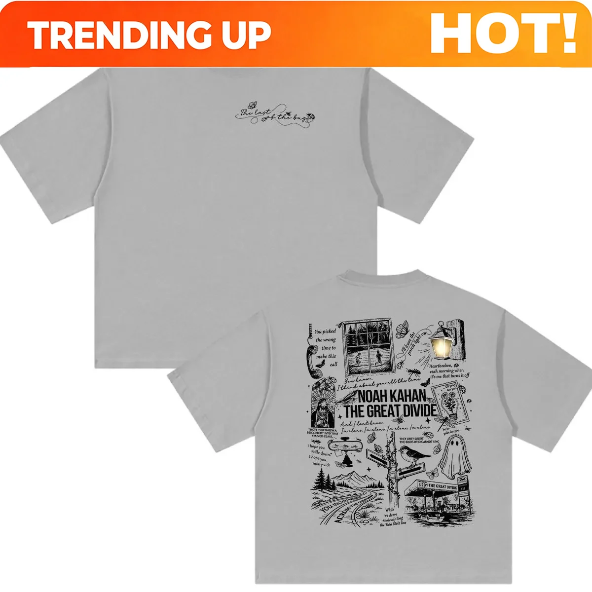 Noah Kahan The Great Divide Tour 2026 Double Sided Print Tee Shirts Men Women Casual Fashion Trendy Cotton Short Sleeve T-shirt