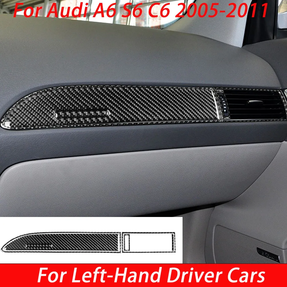 For Audi A6 S6 C6 2005-2011 Carbon Fiber Passenger Side Trim Kit Car Interiors Accessories Modifications Decorations Stickers