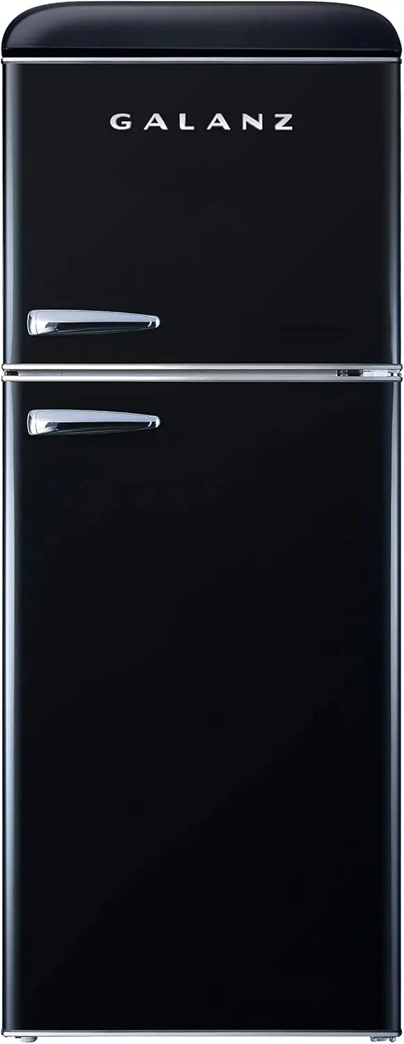 GLR46TBKER Retro Compact Refrigerator with Freezer Mini Fridge with Dual Door, Adjustable Mechanical Thermostat, 4.6 Cu Ft,Black