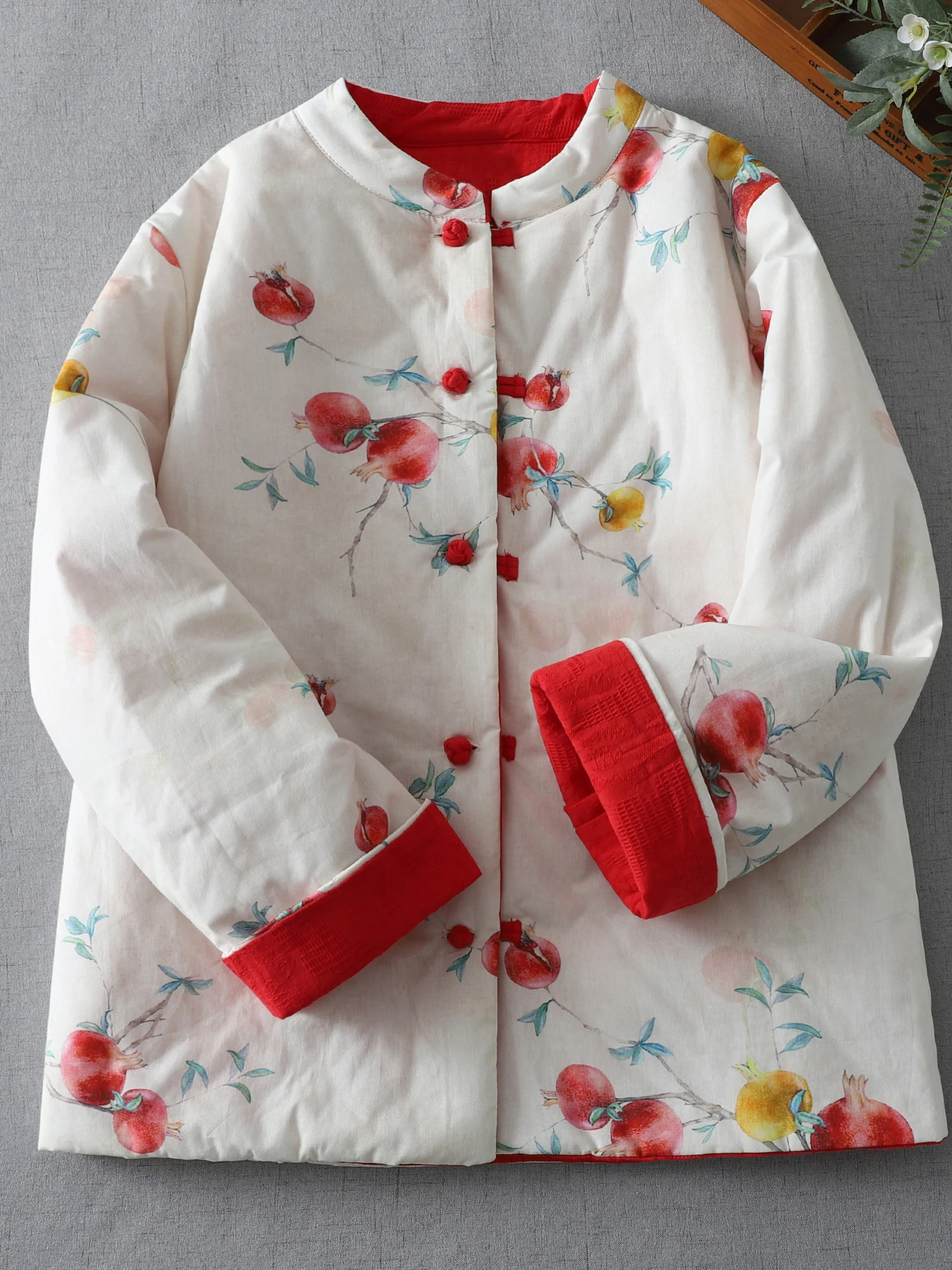 

New Chinese Sle National Trend Cotton Linen Printed Jaet Thiened Stand Collar Cotton Clothes for Autumn And Winter