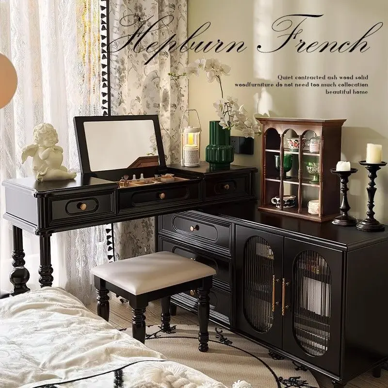 Solid wood dresser, chest, integrated cosmetic table, bedroom, bedside cabinet