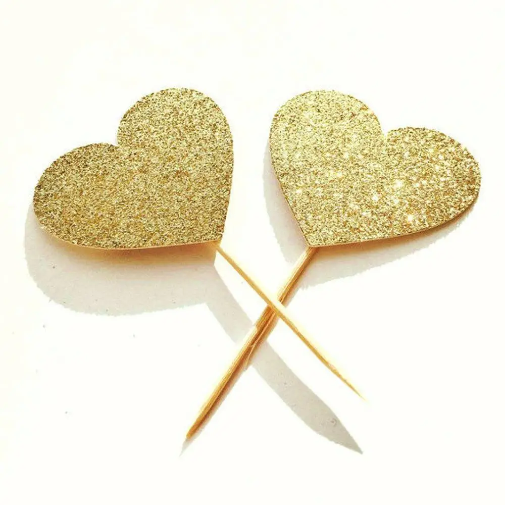 Coração Cupcake Topper, Escolha o chuveiro nupcial do casamento, 20 pcs