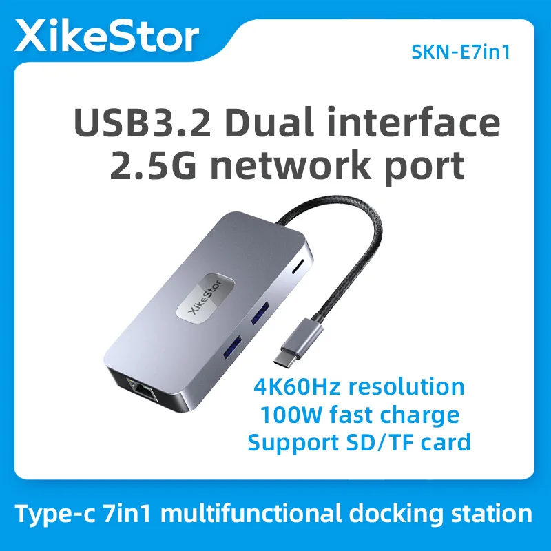 

Док-станция XikeStor 7 в 1 с портом Type-C на 2,5 ГГц/HDMI 4K6 0 Гц/USB3.2, многофункциональный хаб, подходит для MAC, ноутбуков, iPad, мобильных телефонов