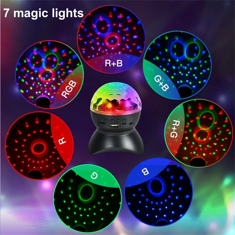 Altavoz Bluetooth con luz LED para fiesta, decoración de bola de discoteca, RGB mágico, luz de escenario recargable, altavoces inalámbricos para fiesta en casa