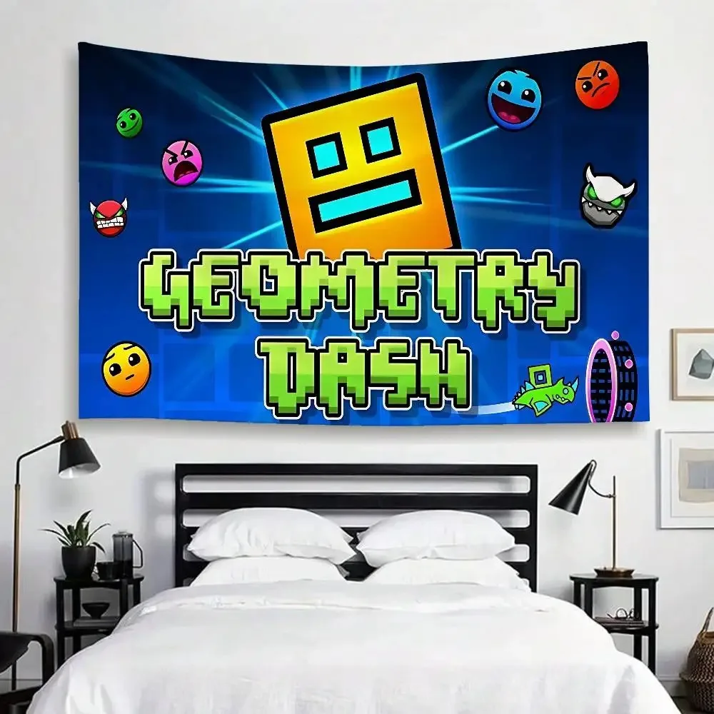 Video Game G-Geometry D-Dash Tapestry Wall Hanging Tapestry Art Deco Blanket Curtain Hanging At Home Bedroom Living Room Decor