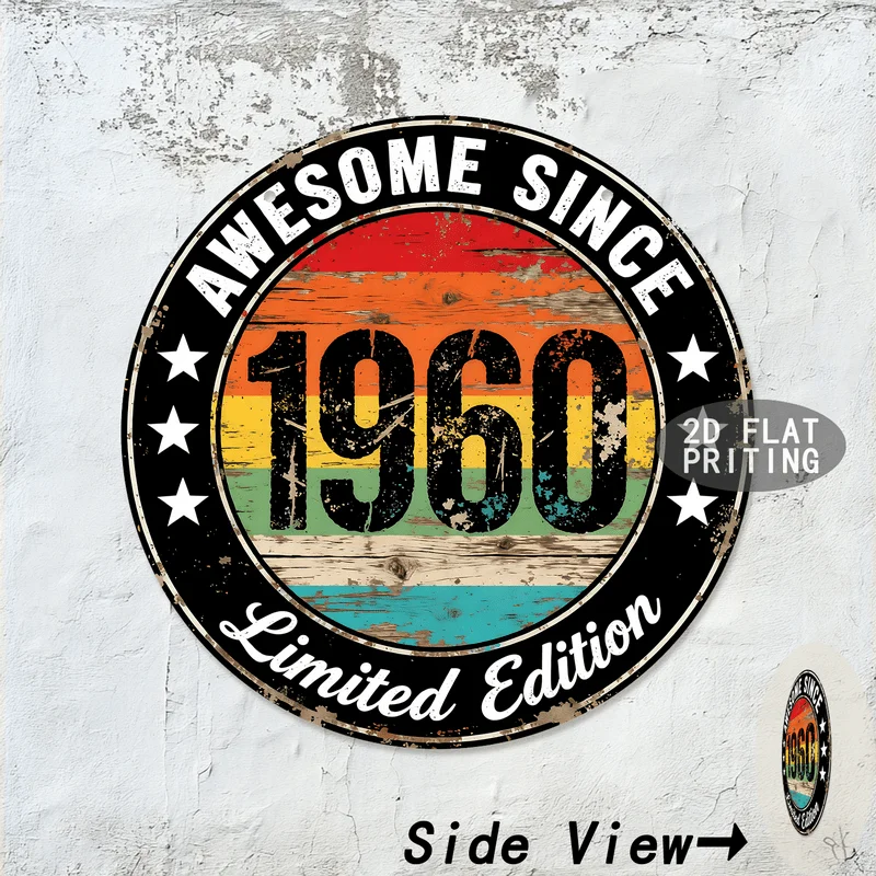 Round Vintage Metal Tin Sign Custom Birth Year Birthday Celebration Limited Edition Wall Decor For Garage Bar Home Wall Art