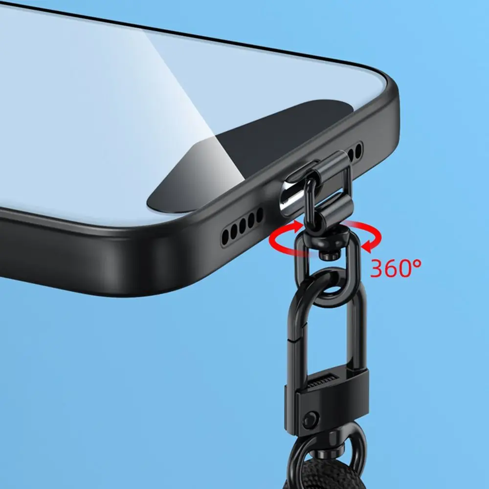 Ultra-thin Phone Lanyard Clip Patch Stainless Steel Anti-fall Phone Case Hanging Rope 360° Rotatable Anti-lost Case Clip