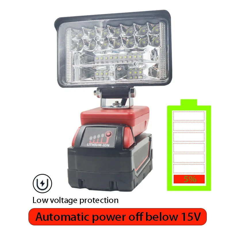 Imagem -04 - Carro Conduziu as Luzes do Trabalho Lanternas Tocha Elétrica Spotlight para Milwaukee M18 14.4v 18v Li-ion Bateria Alta e Baixa Ceam Controle o