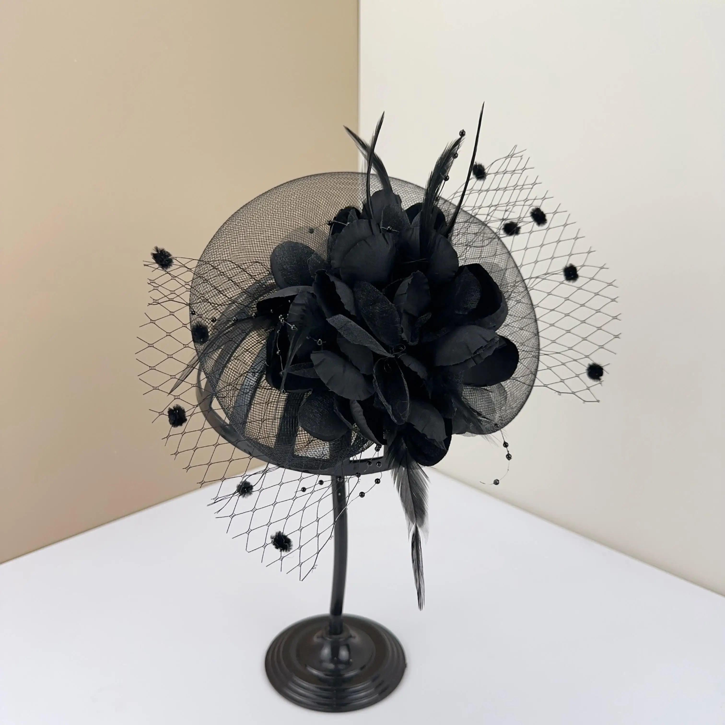 

Hats Fascinator Wedding For Women Feather Flower Hair Accessories Charming Headwear For Ladies Party Church