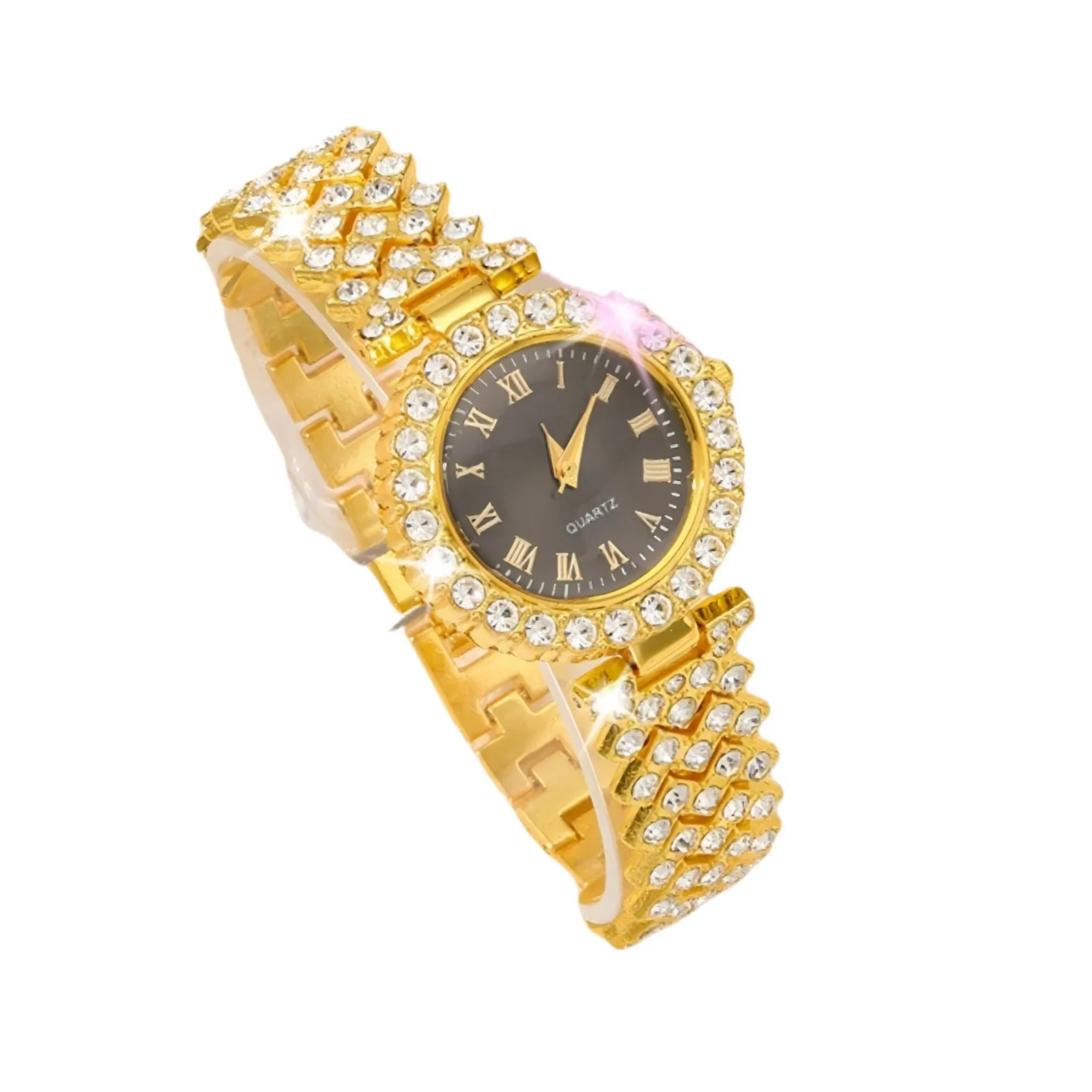 

Foreign Trade Watches, Fashionable Roman Pattern Diamond-Encrusted Women's Watches, Women's Watches, Quartz Watches, Bracelets, Women's Watches, Manufacturer's Ready Stock