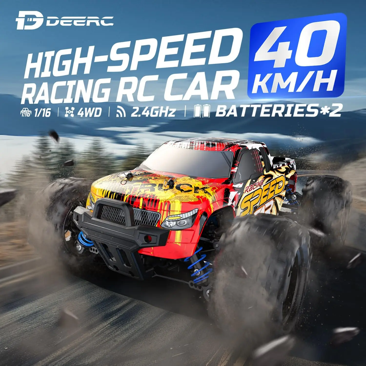 RC Cars High Speed Remote Control Car for Adults Kids 30+MPH, 1:16 Scales 4WD Off Road RC Monster Truck,Fast 2.4GHz All Terrains
