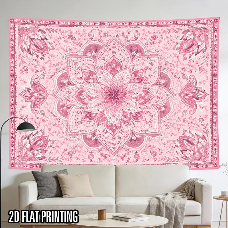 Ultra Large Pink Mandala Floral Bohemian Tapestry Wall Hanging Boho Chic Bedroom Decor Ethnic Living Room Art Fabric Print Home