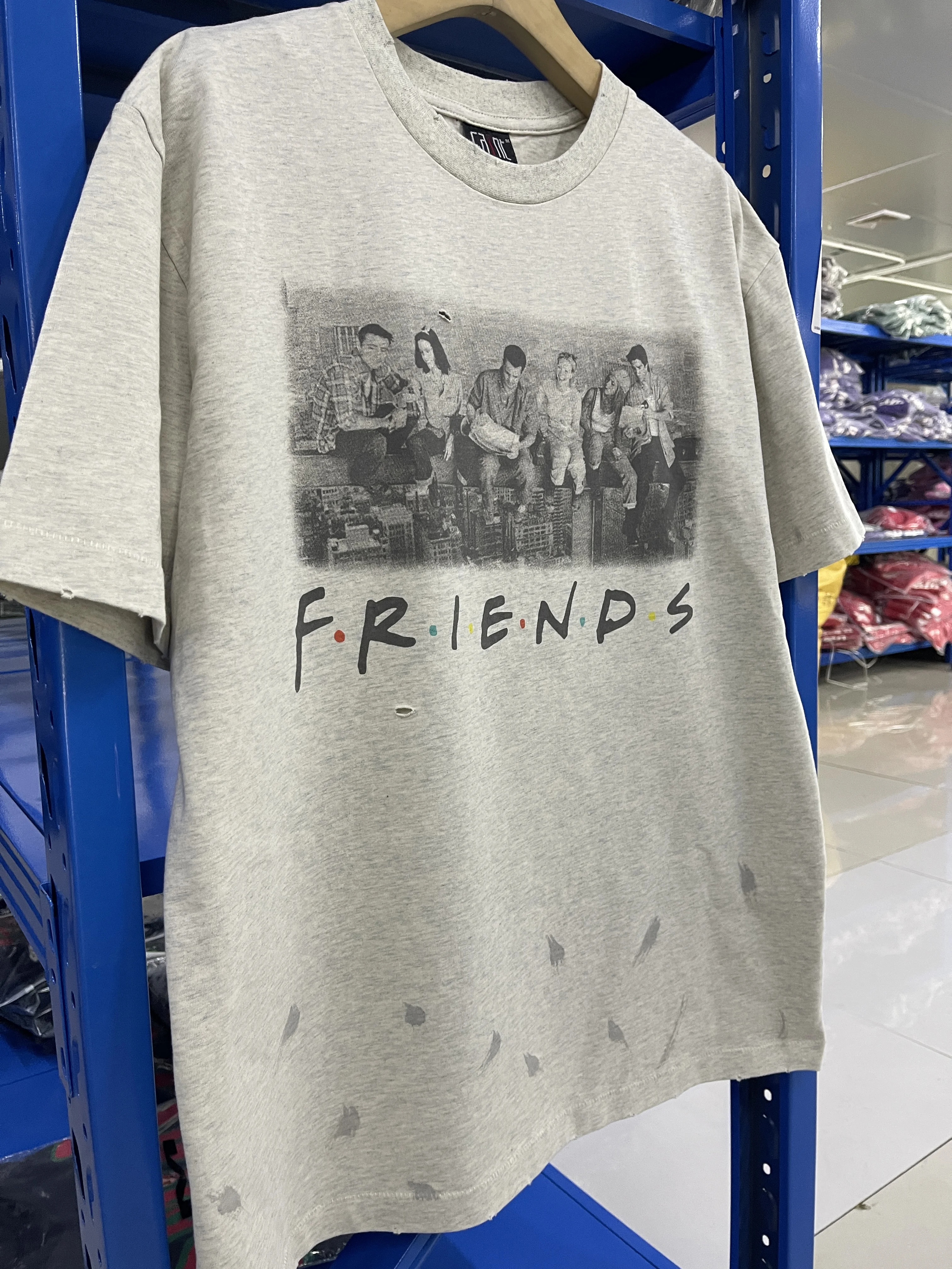 New Saint Washed High Quality FRIENDS Portrait Printed Vintage Cotton T-shirt Street Casual Loose Round Neck Cotton Short Sleeve