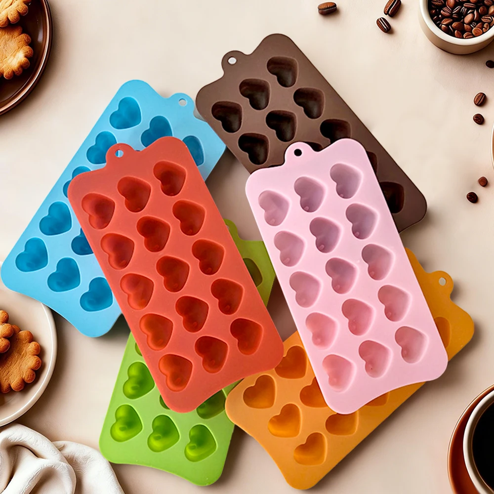 Heart-shaped silicone chocolate mold food grade non-stick candy mold DIY baking cake decoration jelly ice cube and soap making