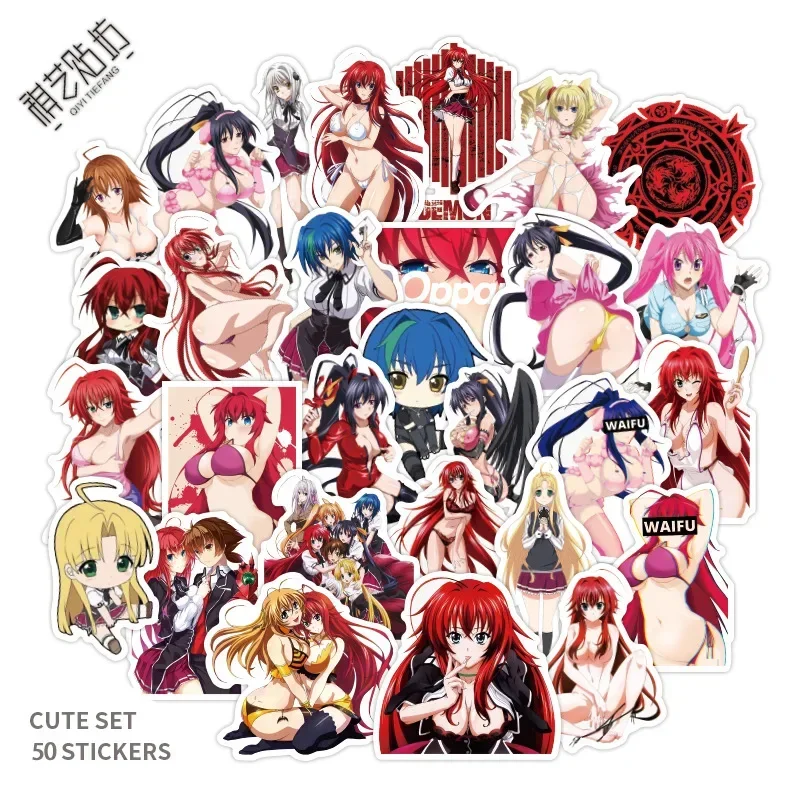 NEW 50pcs/set Japan Anime High School DxD Tsto Issei Rias Gremory Guitar Decoration Waterproof Stickers Gifts